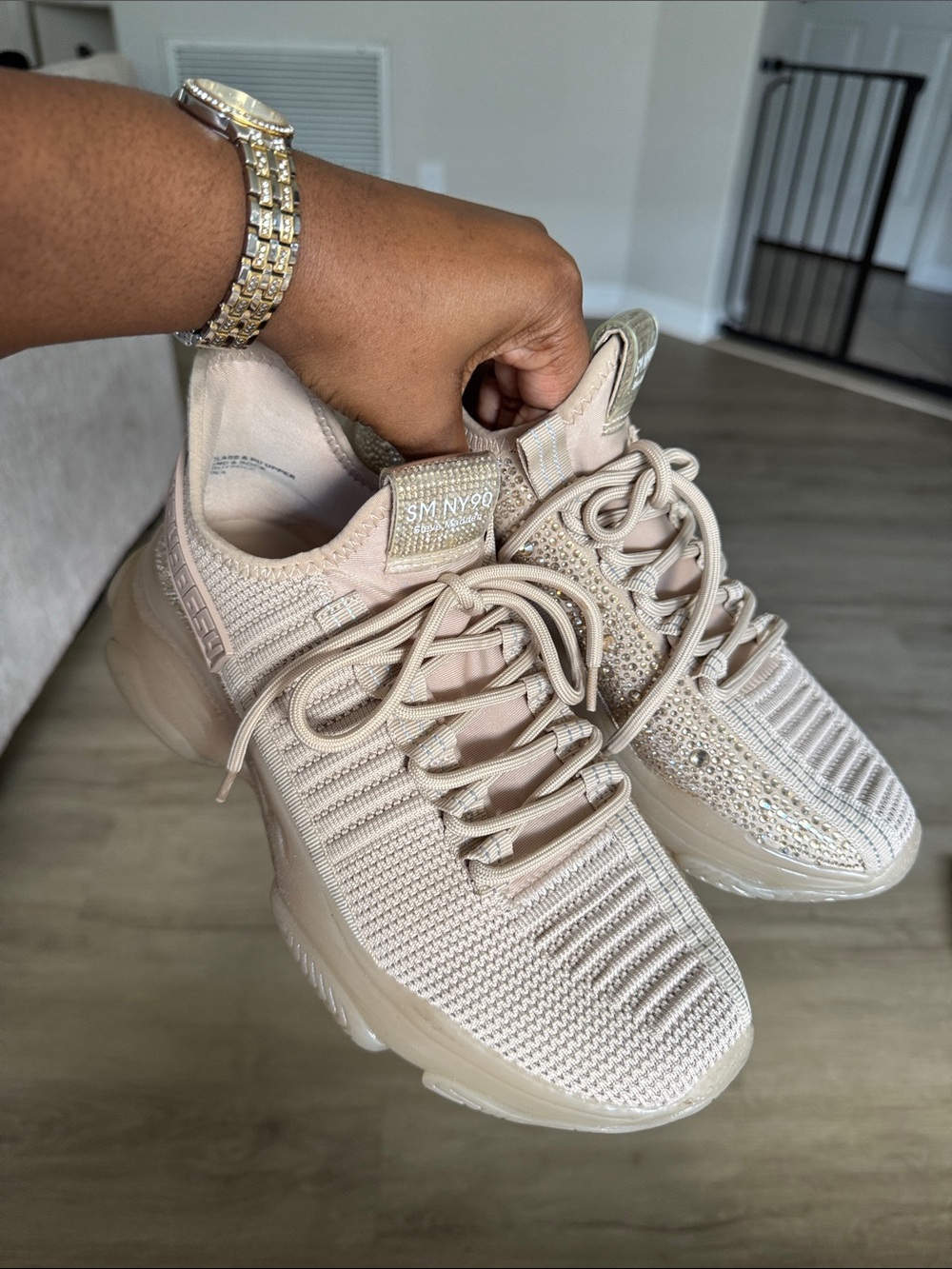 Steve Madden Women's Maxima Rhinestones Lace-Up Sneakers 💗✨